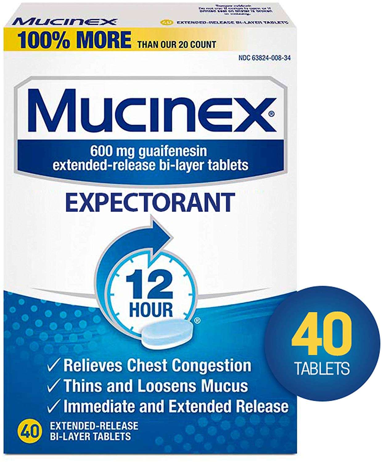 Mucinex Expectorant Tablet 40 ct