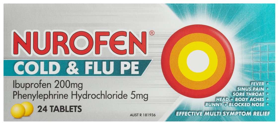 Nurofen Cold and Flu PE Tablets Pain Relief 200mg 24 Pack ...
